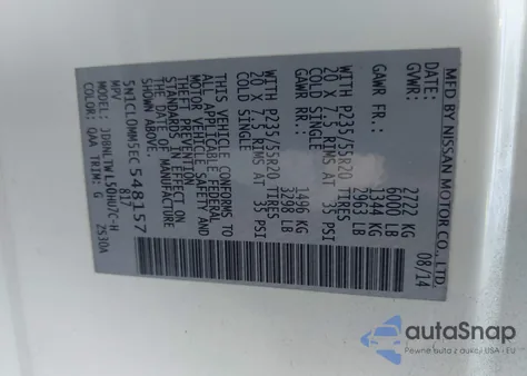 2014 Infiniti Qx60 Hybrid from USA, damaged, VIN 5N1CL0MM5EC548157